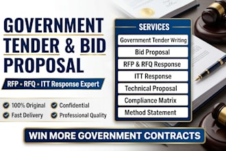 write government tender, bid proposal, rfp, rfq and itt response