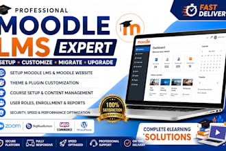 setup moodle lms moodle website moodle customization  elearning platform