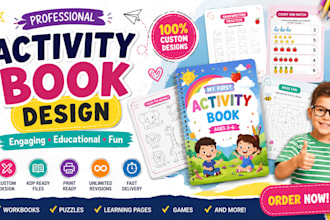 design custom activity book, workbook, worksheet and puzzle book for amazon kdp