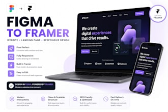 convert figma to framer website, landing page, responsive framer design