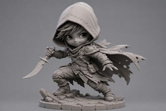 sculpt cute 3d characters, action figures, and toys for 3d printing rendering