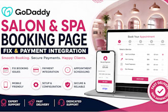 fix godaddy salon spa booking page and payment integration