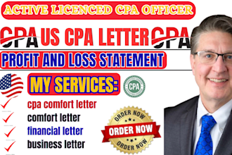 write professional CPA comfort letter for visa loan and business needs