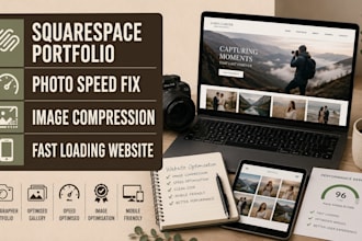 design squarespace photographer portfolio website speed optimization pixieset