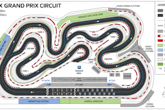 design your indoor or outdoor go kart track, track map and 3d render
