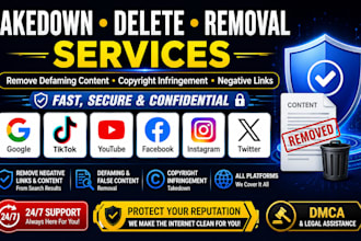 takedown,remove,delete content from tiktok,facebook,instagram,google,reddit,dmca