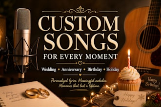 be your songwriter, custom wedding, anniversary, birthday song, holiday song
