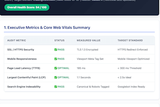 complete technical website SEO and speed audit report