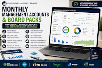 prepare monthly management accounts and board packs for your accounting software