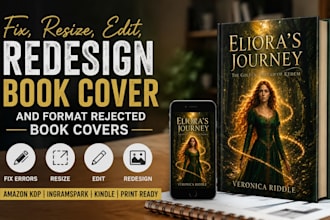 fix, resize, edit, redesign book cover and format rejected book covers