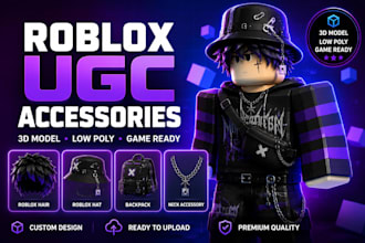 make roblox ugc, roblox accessories, wearable 3d model, hair, hat