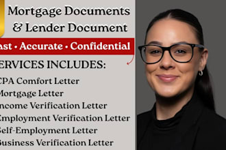 prepare mortgage document, lender package, income verification, loan document