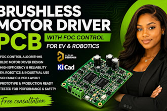 develop brushless motor driver pcb with foc control for ev and robotics