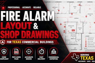 design fire alarm layout and shop drawings for texas commercial buildings
