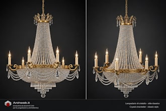 create 3d cad design for chandelier with detailed tech pack, dfm file