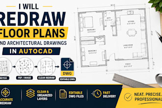 redraw floor plans and architectural drawings in autocad