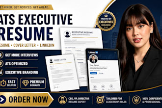 write ats executive resume, cover letter and  linkedin for CEO and vp