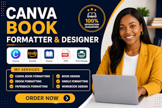 be your canva book formatter and designer for paperback, hardcover and workbook