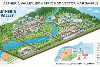 design a custom isometric map and 2d map illustration