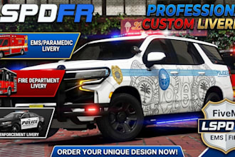 design custom fivem lspdfr ems, fire, law enforcement, or civilian liveries
