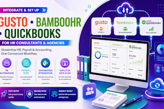 integrate and set up gusto bamboohr quickbooks for HR consultants and agencies
