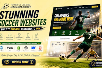 design editable soccer sport newsletter football tournament website landing page