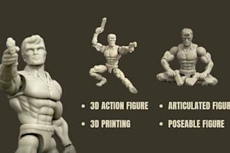 custom 3d action figure, articulated figure, 3d printing, poseable figure, stl