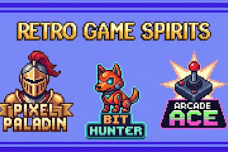 create pixel art logo, game badge, retro mascot for your business game or brand