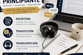 ofrezco servicios de escritura, traduccion y transcripcion