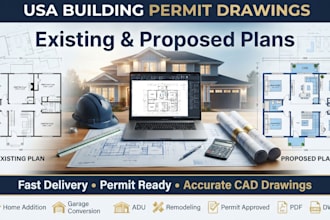 draw existing and proposed plans for USA residential building permits