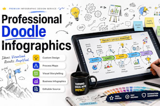 design professional doodle infographics, process maps and visual storytelling