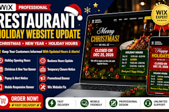 add design holiday opening hours banner wix restaurant christmas update