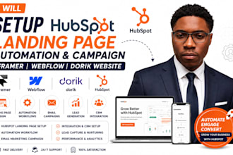 setup hubspot landing page automation campaign framer webflow dorik website