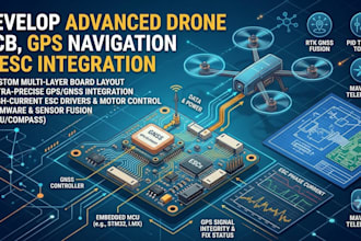 develop advanced drone pcb, gps navigation and esc integration