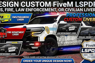 design custom fivem lspdfr ems, fire, law enforcement, or civilian liveries
