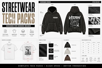 design trendy streetwear clothing tech pack and urban streetwear apparel design