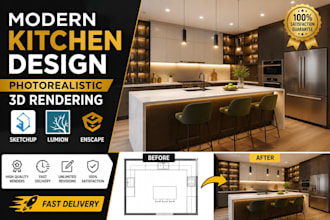 modern kitchen interior with photorealistic 3d rendering kitchen lumion enscape