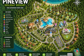 create interactive camp map, visitor map, holiday park map and tourist map