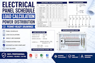 design electrical panel schedule, load calculation and power distribution