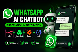 do whatsapp ai chatbot with n8n manychat make zapier automation api integration