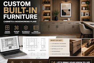 design custom built in furniture, cabinets and woodworking plans
