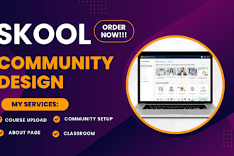 design and setup skool community course classroom about page banner curriculum