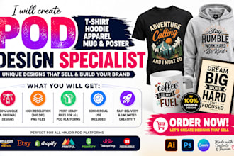 create pod t shirt hoodie apparel mug poster design specialist