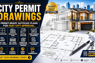 create city permit drawings, blueprints, site plan and floor plans