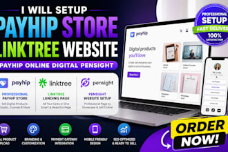 setup payhip store linktree website payhip online digital pensight
