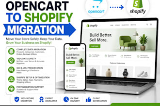 migrate opencart to shopify store products customers orders SEO data move domain