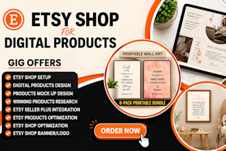etsy shop setup for digital product, canva template design etsy digital products