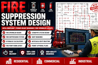 design fire suppression sprinkler system and permit drawings