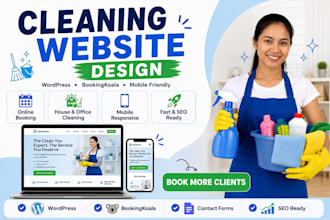 cleaning service website, house office cleaning busniess website, booking koala