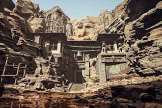 do 3d environment, 3d game environment, unreal engine terrain and virtual world
